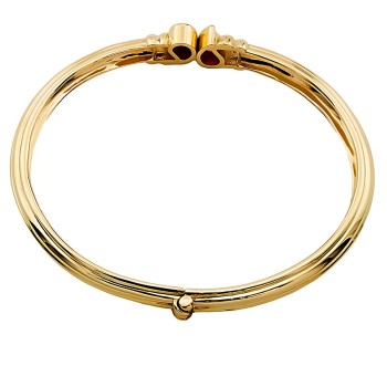 9ct Gold Pink Topaz Hinged Bangle